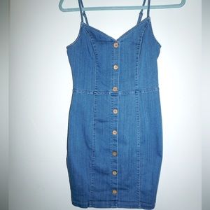 Blashe Juniors Blue Jean Denim Button Bodycon Casual Dress. Size S.